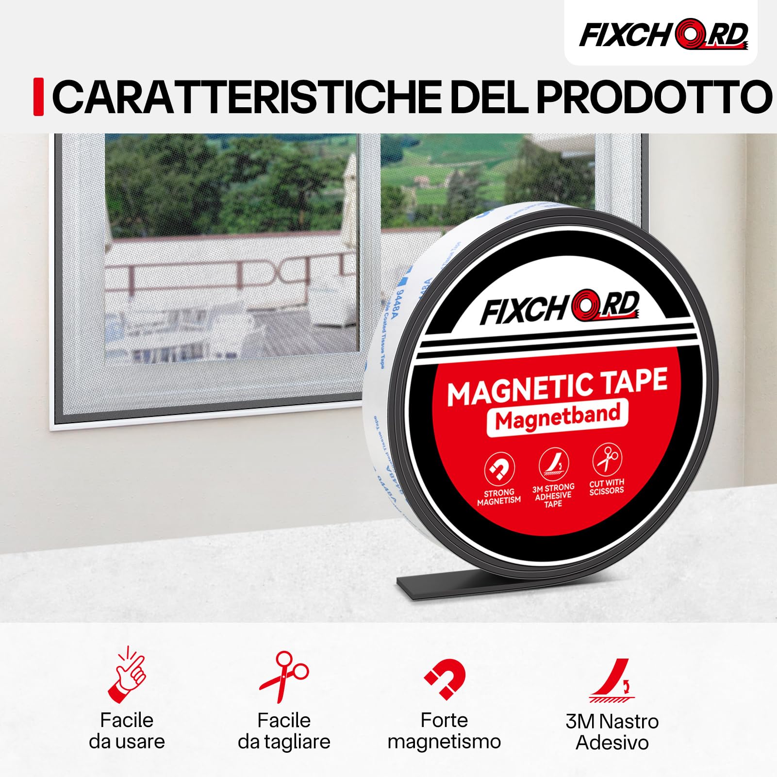 Nastro Magnetico Autoadesivo Extra Forte, Banda Magnetica A+B, Banda Magnetica Adesiva, Striscia Calamita per zanzariera, fai da te, tende da finestra, striscia magnetica 1.2m*15mm