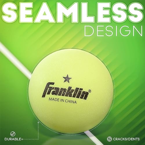 Miniatura 2 de Franklin Sports Pelotas de ping pong que brillan en la oscuridad, tamaño oficial + peso de 1.575 pulgadas, pelotas de ping pong de una estrella que