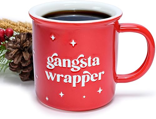 MAINEVENT Gangsta Wrapper - Tazas de café de Navidad de 11 onzas, envoltorio de gangsta para Navidad, envoltura de gangsta de Navidad, envoltura de