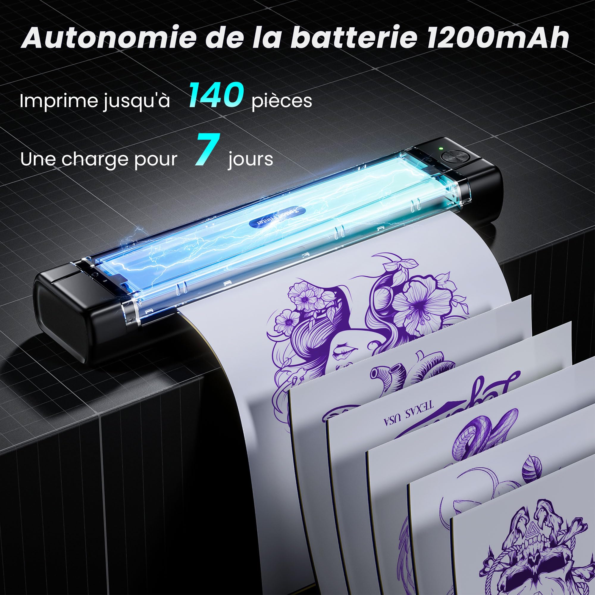 TATTMUSE Thermocopieur Tatouage Bluetooth, Imprimante Stencil Tatouage avec 10 Feuilles