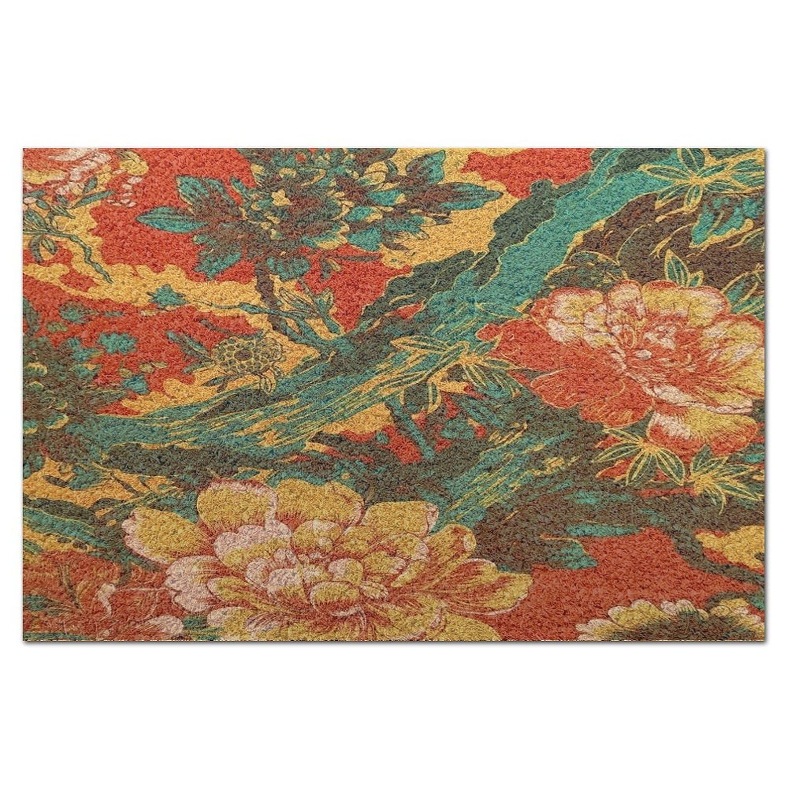 Paillasson lourd en fibre de coco chinoiserie tapis d'extérieur premium motif tigre exotique