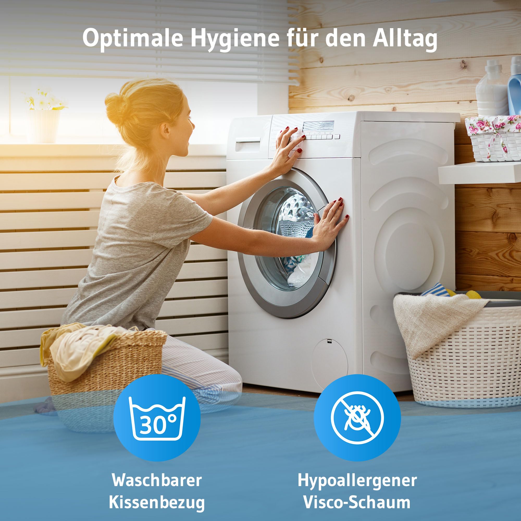 Ergonomisches Memory Foam Kopfkissen, Bezug mit hochwertiger Baumwolle | Nackenstütz-Kissen ELORA von Schlafexperten entwickelt, Ideal für Rücken- & Seitenschläfer, Ökotex 100, Passt in 40x60 Bezug