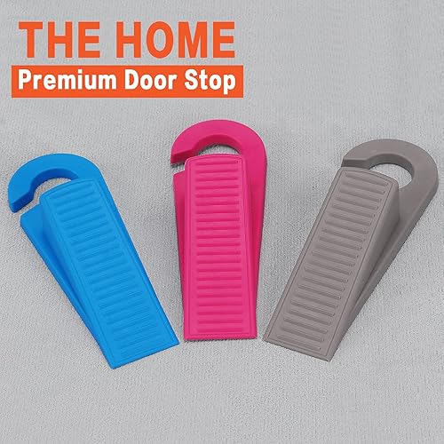 Miniatura 7 de Paquete de 3 topes de puerta tipo gancho de goma de 1 pulgada de grosor que funciona en todas las superficies del piso, controla el tamaño de los
