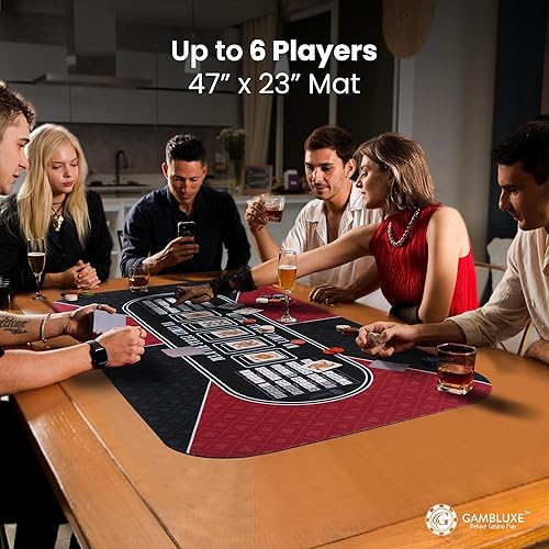 Miniatura 20 de GAMBLUXE - Tapete de póquer profesional de 47 x 23 pulgadas / 70 x 35 pulgadas para mesa, suave repelente al agua, tapete de póquer portátil Texas