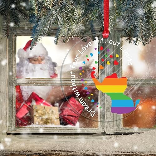 Miniatura 5 de Swavecat Adornos de árbol de Navidad Sueño sin miedo Amor sin límites Adornos de elefante Gay LGBTQ Decoraciones de Navidad Arco Iris Derechos Gay