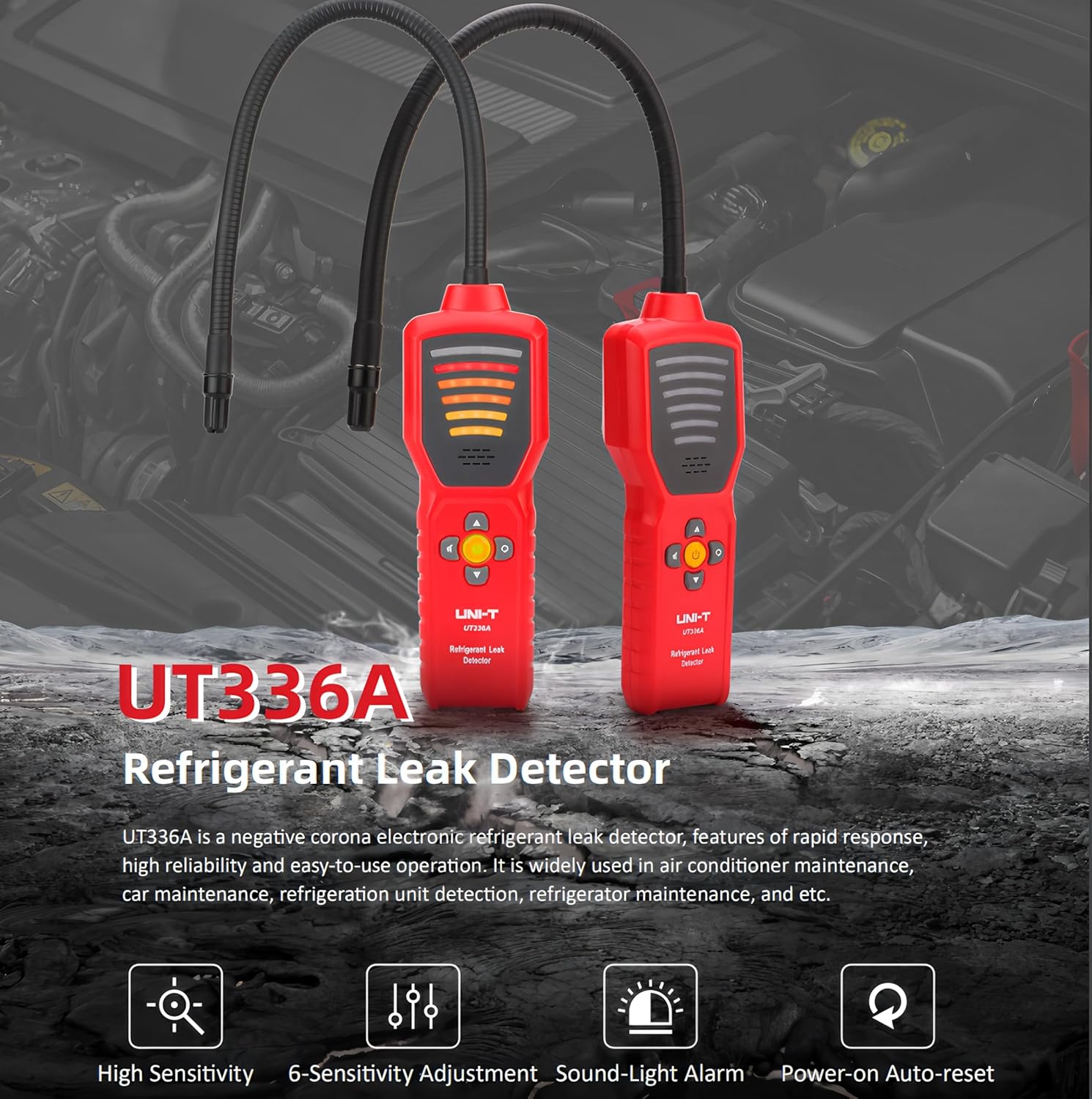 UNI-T Uni-Trend UT336A Refrigerant Leak Detector CFCs HCFCs Hfcs Leakage Tester for Air Conditioning Automobile Refrigerator Maintenance