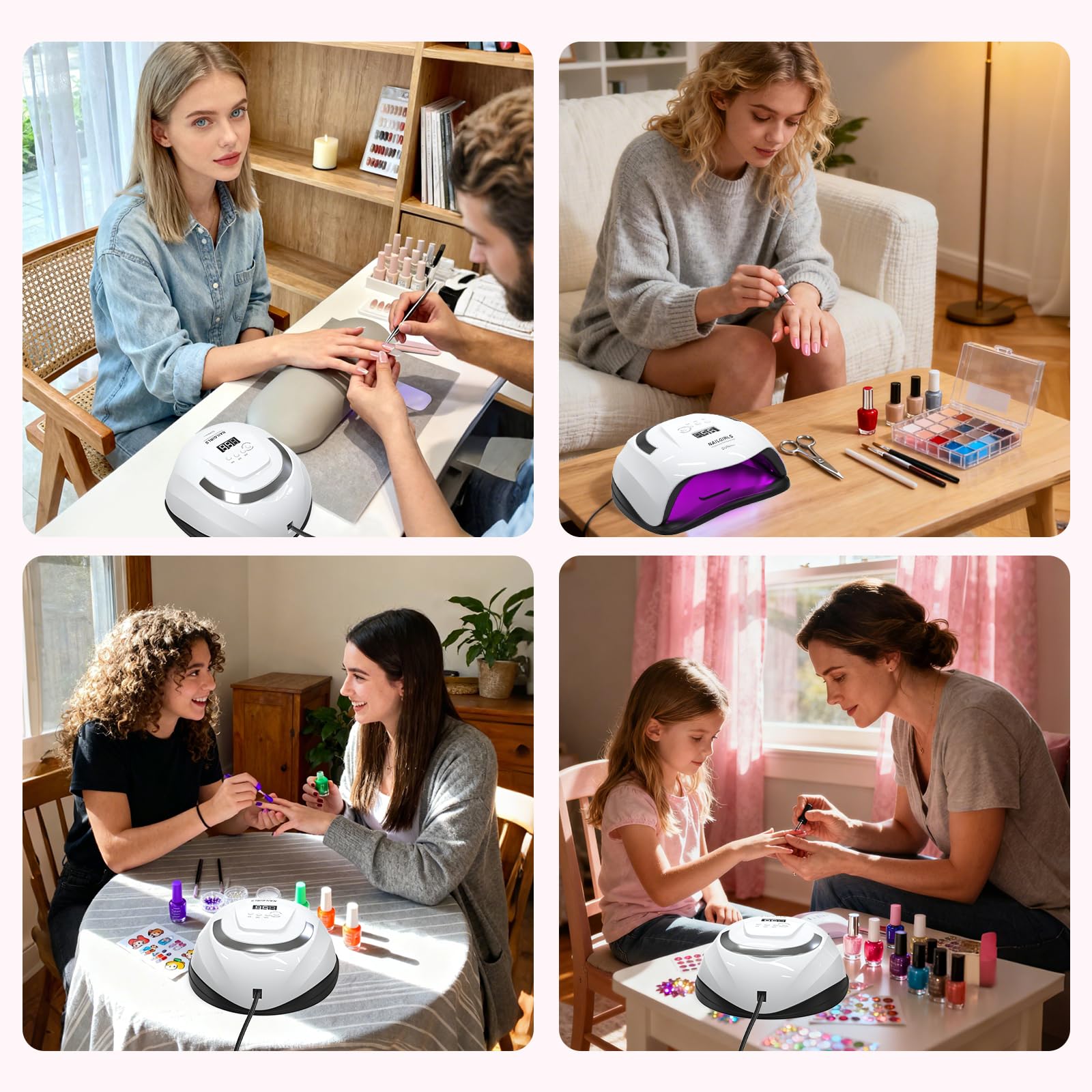 NAILGIRLS Lampade UV Per Unghie, 268W Portatile Lampada per Unghie Asciuga Smalto Fornetto Unghie per Manicure Pedicure,Sensore Di Avvio Automatico Lampada Unghie LED UV,4 Modalità Timer,Display LCD