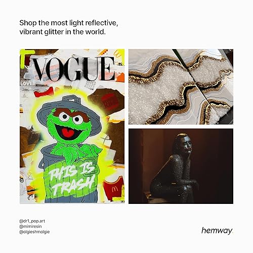 Miniatura 6 de Hemway Purpurina de poliuretano y resina epoxi, 3.5 onzas, aditivo metálico de escamas de cristal para pisos, joyas, vasos, pigmento de vidrio,