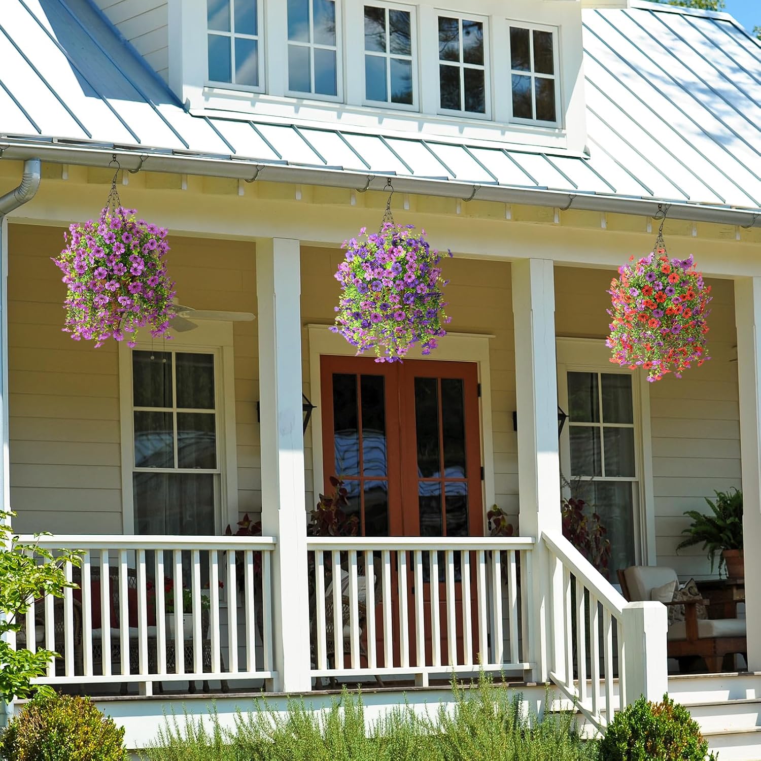 Artificial Faux Flowers Plants for Outdoor Spring Summer Decoration, 2PCS Fake Silk Daisy Flowers No Fade UV Resistant Realistic for Outside Home Planter Porch Patio Balcony Yard Decor (Purple) - Image 7