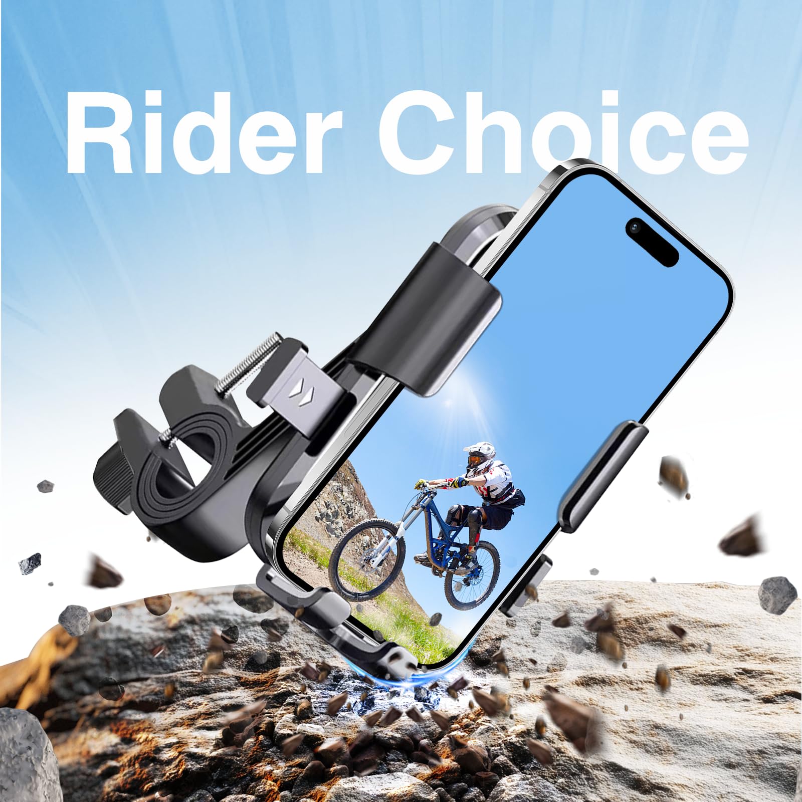Soporte de teléfono para bicicleta para scooter eléctrico, motocicleta y bicicleta eléctrica, soporte universal para teléfono celular, diseño antivibración, fácil instalación, compatible con iPhone y