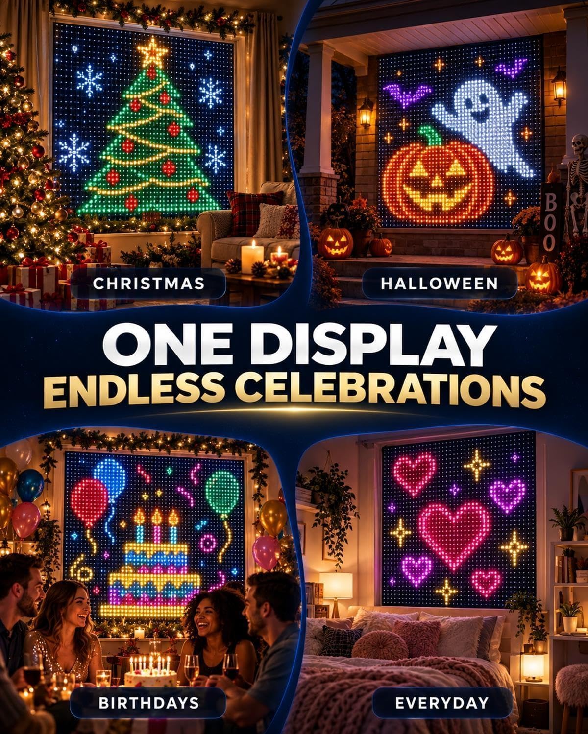 Haloween & Christmas Lights, Smart Outdoor Wall Curtain Light 400 LEDs App & Remote Control Music Sync DIY Animated Display for Windows Roofs Patio Holiday Decorations(6.6x6.6ft) 4 81dsbuEXQWL. AC SL1499