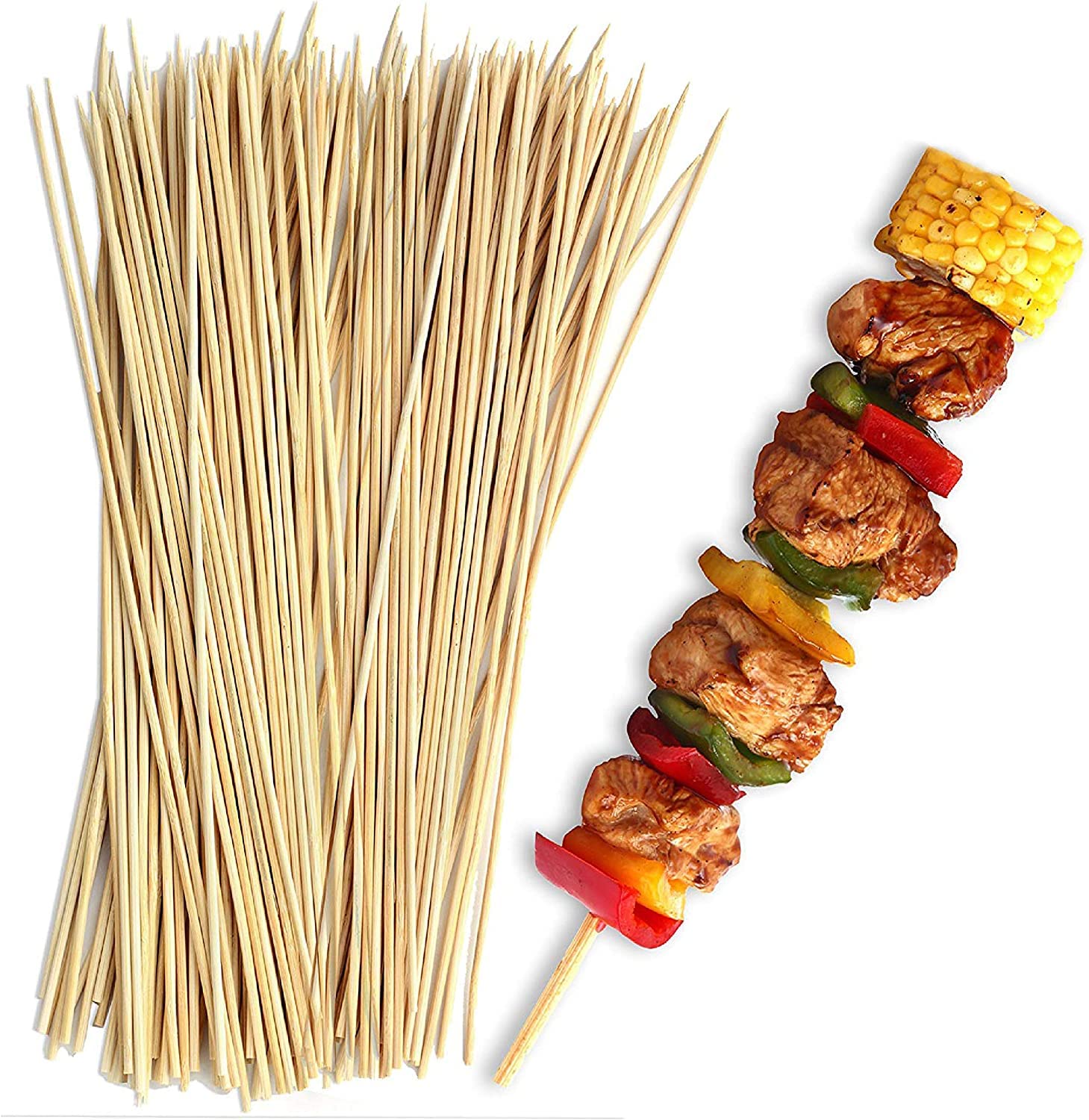 Brochettes En Bambou 300 Pièces - 25cm X 3mm - Pour Barbecue, Fruits, Cocktails - Biodégradable Et Réutilisable