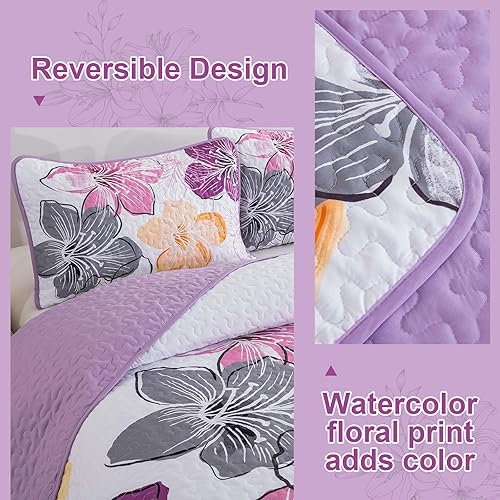 Miniatura 106 de DJY Juego de edredón de 3 piezas, tamaño Queen, con patrón floral amarillo, elegante colcha bohemia con 2 fundas de almohada, juego de ropa de cama