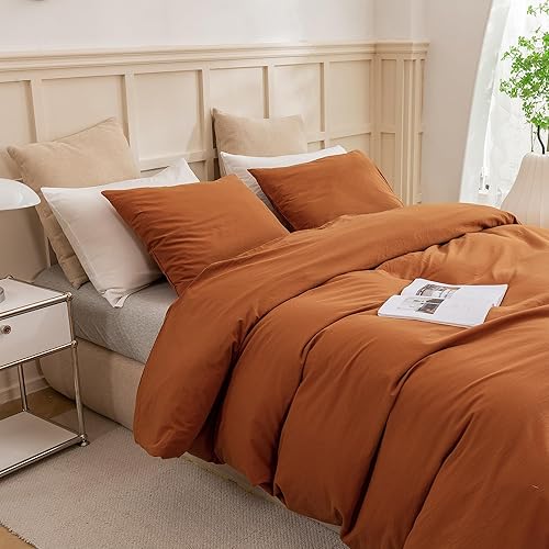 Miniatura 196 de ECOCOTT Funda de edredón tamaño King, juego de ropa de cama de 3 piezas, 100% algodón lavado, suave y transpirable con cierre de cremallera, 8 lazos