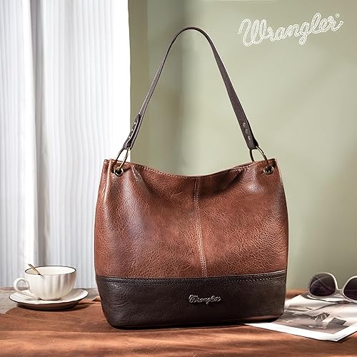 Miniatura 2 de Wrangler - Bolsas Hobo para mujer de cuero vegano con asa superior bolsos y bolsos de hombro Negro, Marrón, Coffee, Hot Pink, Caqui, Pewter