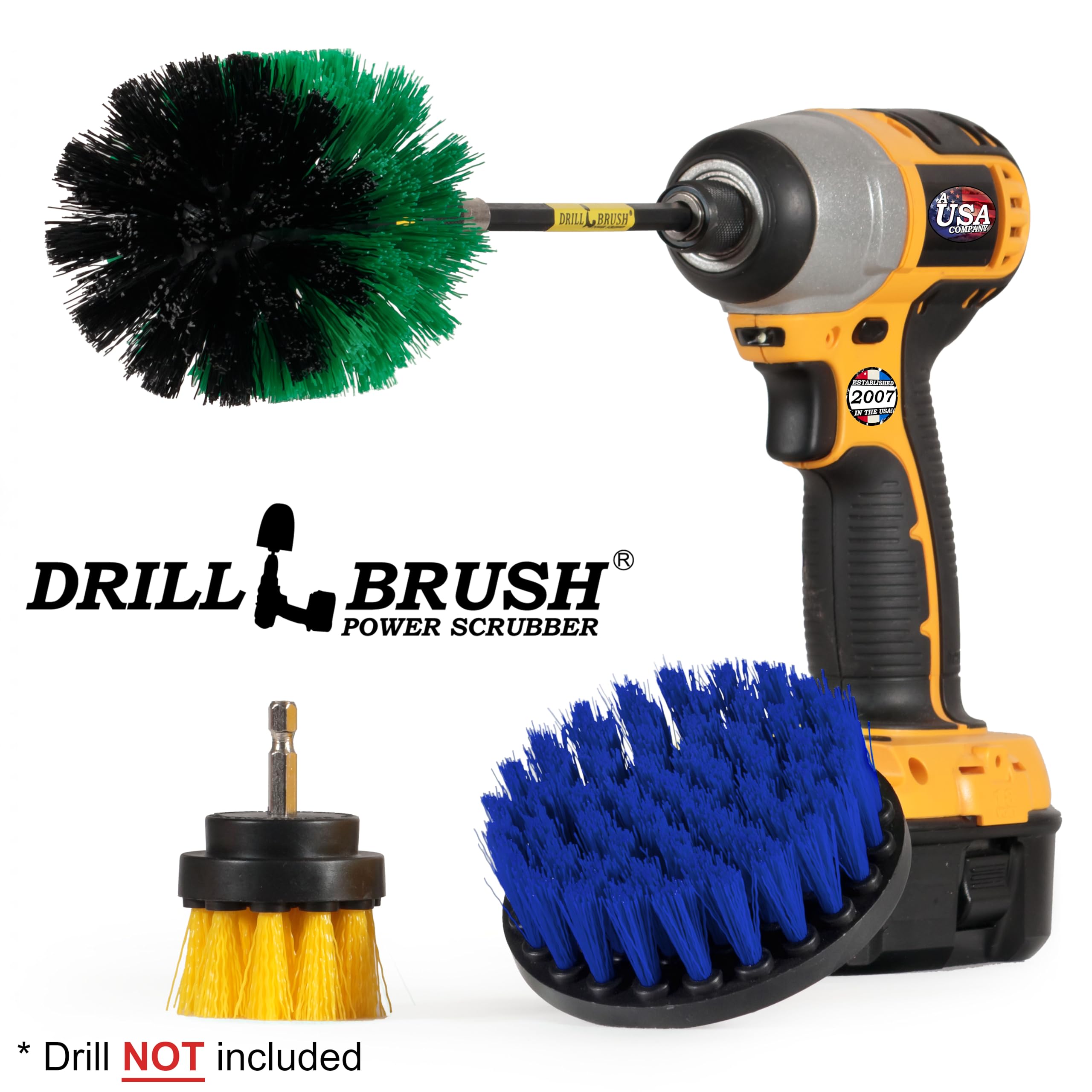 Drillbrush Accesorio para taladro de ducha, herramientas de detalles de coche, apto para lavavajillas, cepillo para limpiar bañeras, fregaderos, azulejos, lechada, suelos, alfombras, cuero, asientos