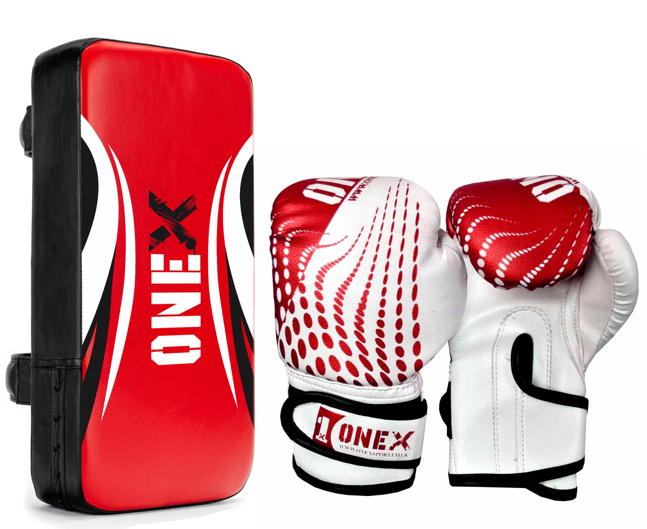Kids Boxing Gloves 4 oz with Single Kick Pad, Boxing and Kick Boxing Training Set for Martial Arts, Muay Thai, Karate and MMA Practice, Punch Mitt and Strike Pad for Home or Gym