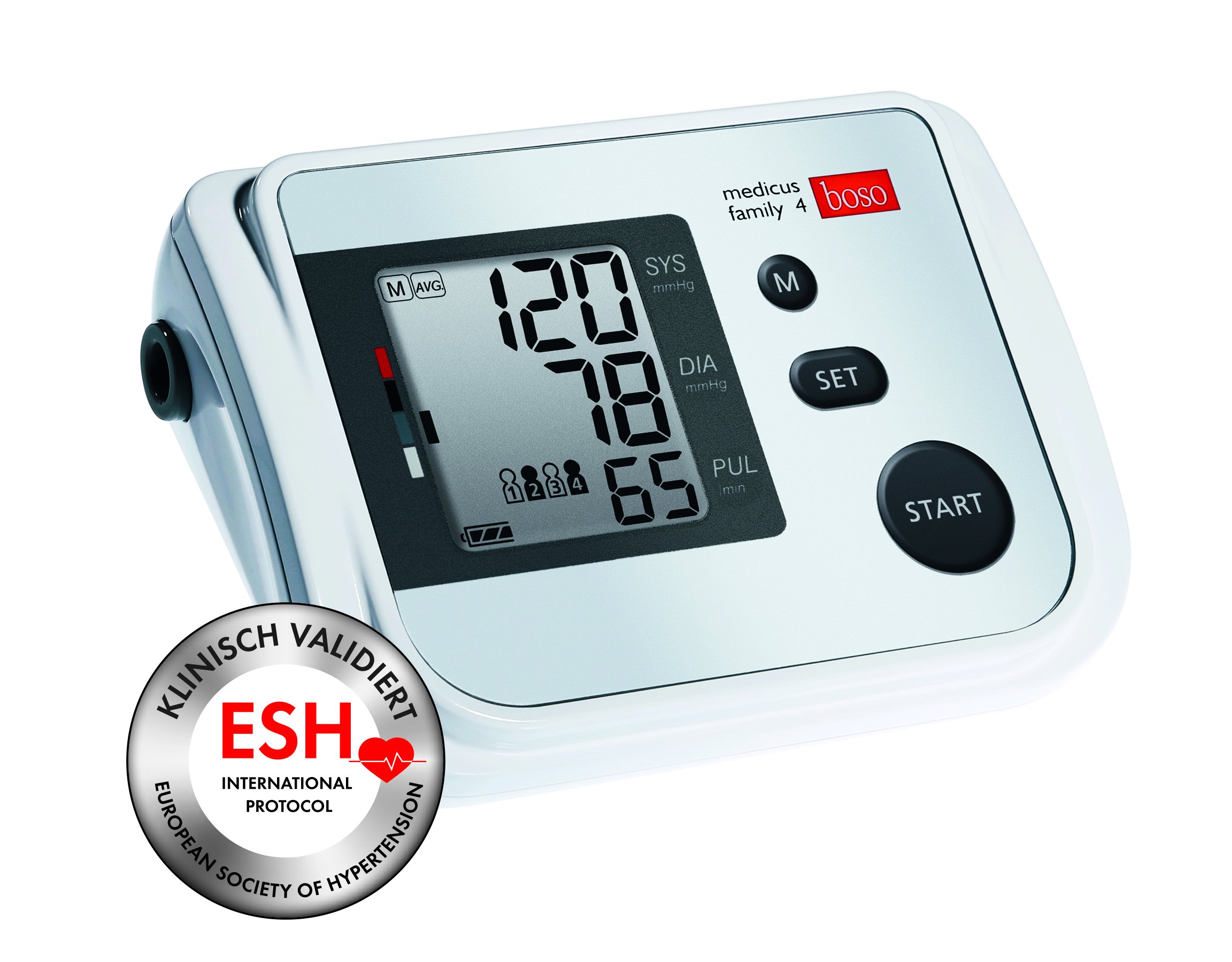 Boso Medicus Family 4/Partner de y Familias – Tensiómetro digital con 4 almacenar, pantalla grande y de arritmia de detección/Incluye universal de manguito (22 – 42 cm)