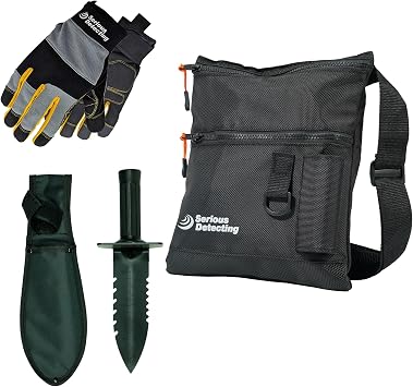 Treasure Pouch with Digging Tool and Gloves for Metal Detecting