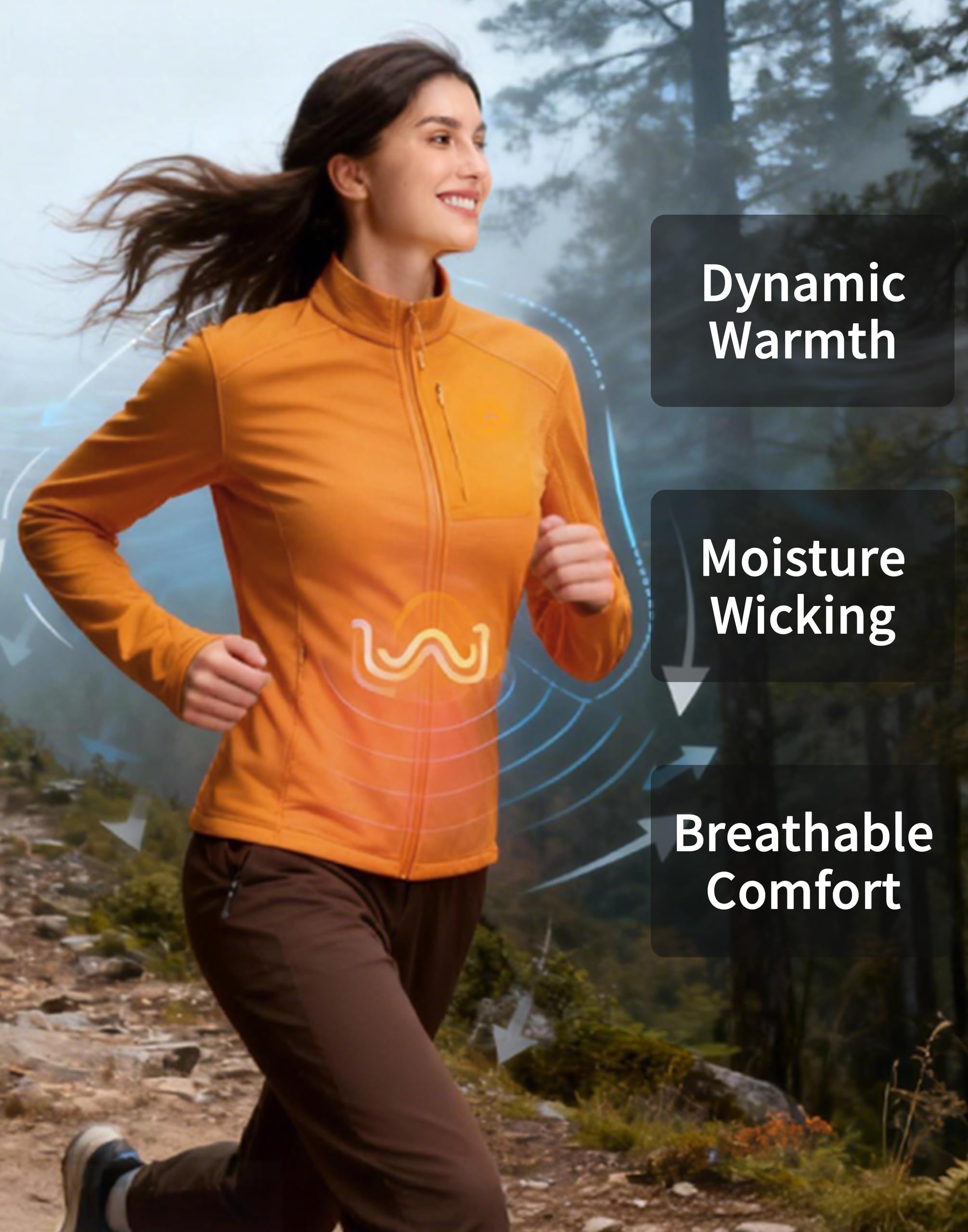 Pioneer Camp Damen Fleecejacke ohne Kapuze – Leichtes, Atmungsaktives,Hohe Elastizität Fleeceshirt mit Reißverschluss Winddichter Stehkragen für Outdoor-Aktivitäten wie Klettern, Skifahren & Wandern