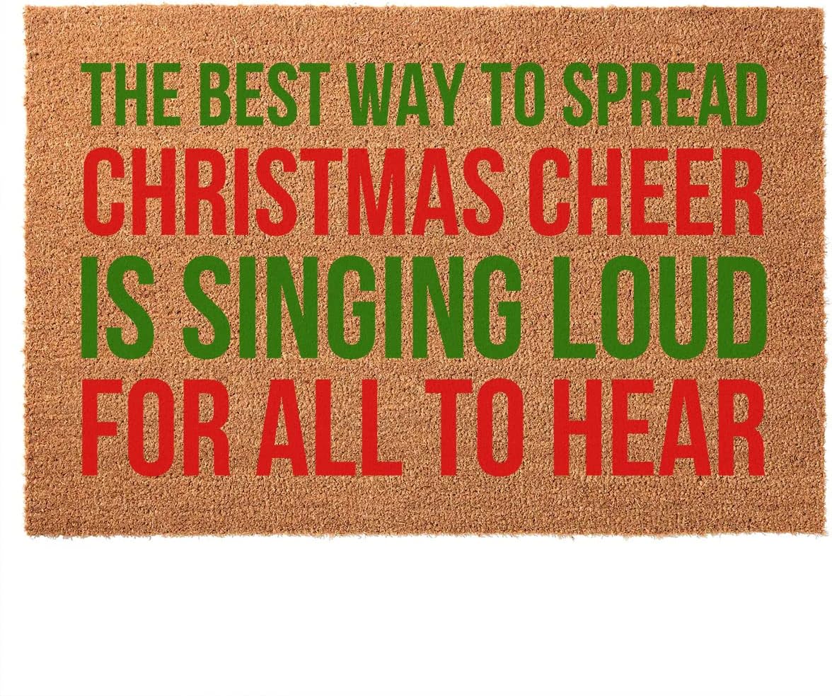 Funny Coir Doormat Christmas Grinch Welcome Mat for Entrance Way, Personalized Novelty Gift, Non Slip Area Rug, Outdoor Coconut Coir Doormat 23.6 x 15.7 inch