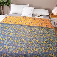 Vista 10 de Colcha Reversible de Ginkgo, Colcha Ligera de Muselina de Algodón, Cobertor Suave y Transpirable para Todas las Estaciones, Ropa de Cama