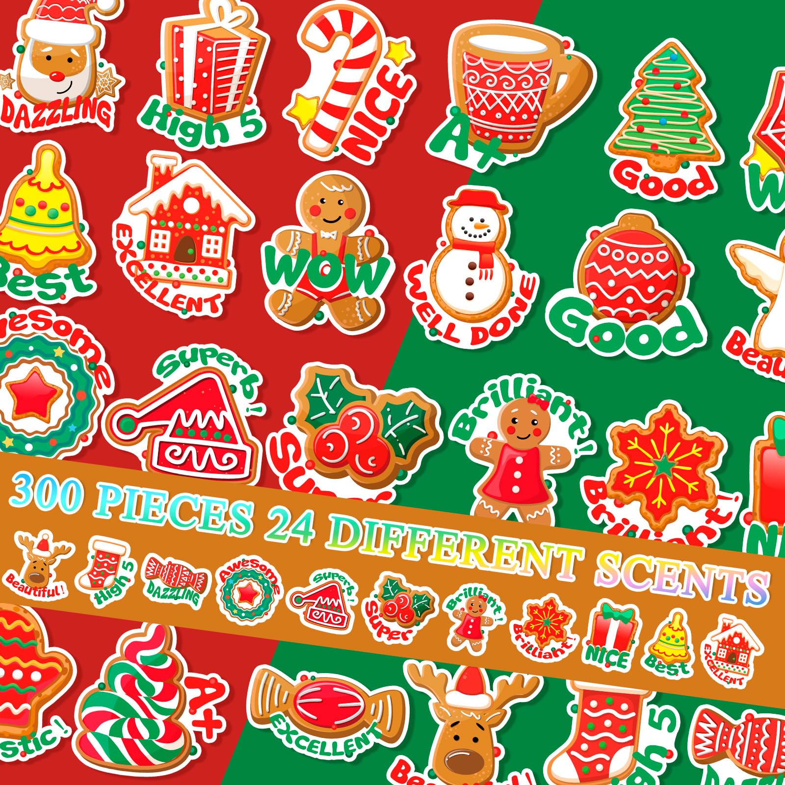 300 Pcs Christmas Scratch and Sniff Sticker for Kids Xmas Scented Motivational Stickers Holiday Teacher Reward Stickers Incentives Positive Stickers for Student Gift Classroom Supplies, 24 Styles - Image 4