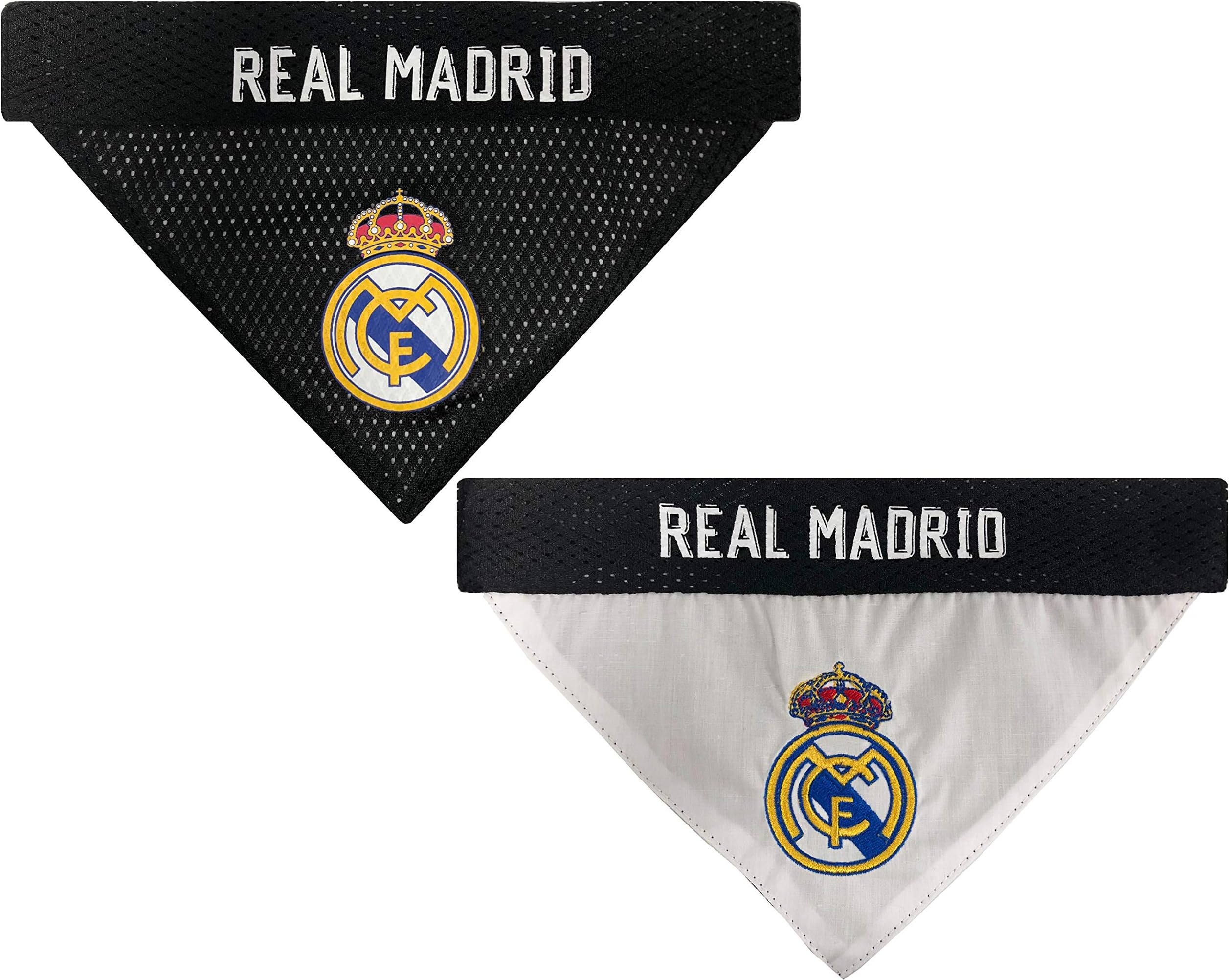 Pets First MLS Real Madrid REVERSIBLE BANDANA for DOGS & CATS. Cutest Pet Bandana Scarf Bib Apron Sports Fan Apparel, Team color, SIZE: Large / X-Large