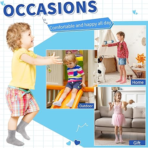 Miniatura 5 de Tphon Calcetines para Niños Pequeños, Calcetines Antideslizantes para Bebés para Niños y Niñas, 12 Pares de Calcetines para Niños Infantes de 6M-10