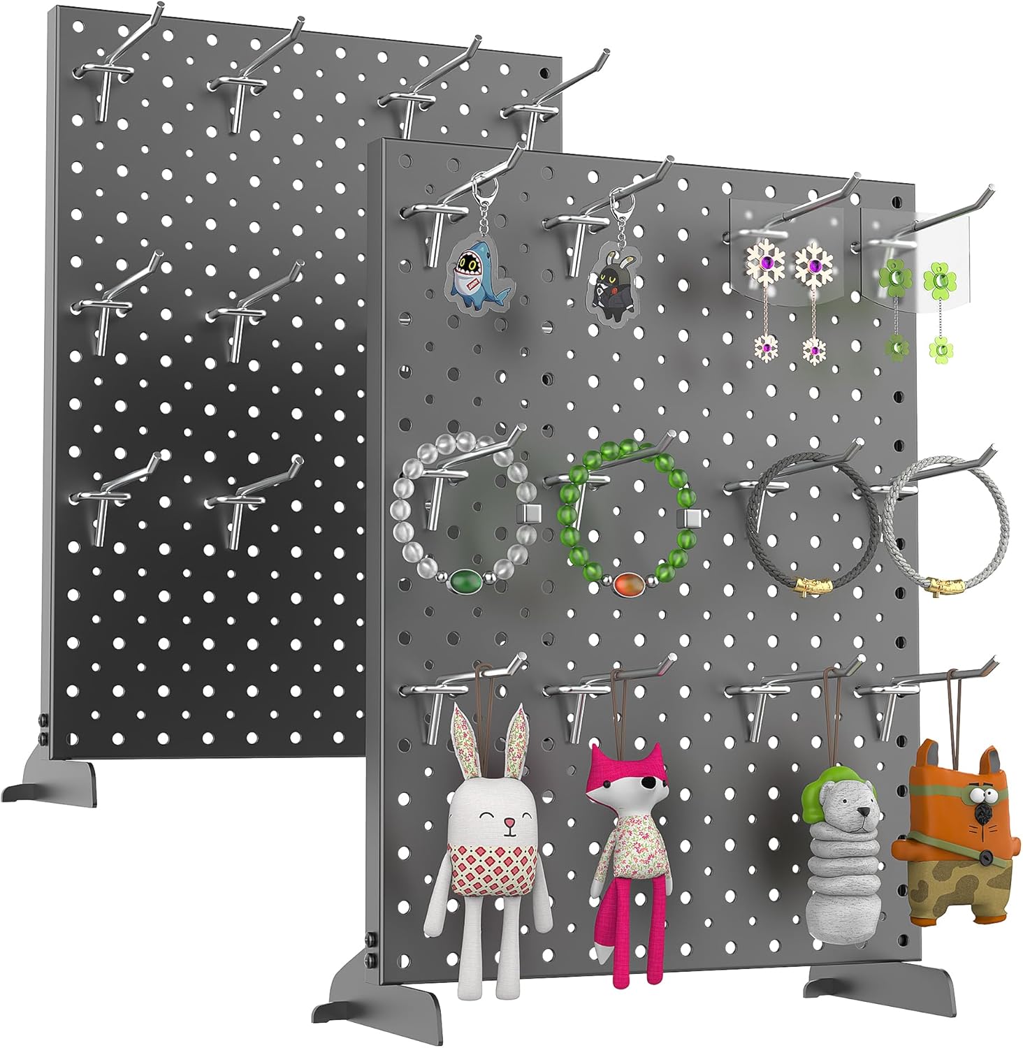 Pegboard Smith 2-Pack Metal Tabletop Pegboard Display Stand for Craft Shows – 12"x16" Tabletop Peg Board Display with 24 Hooks for Jewelry (Black)