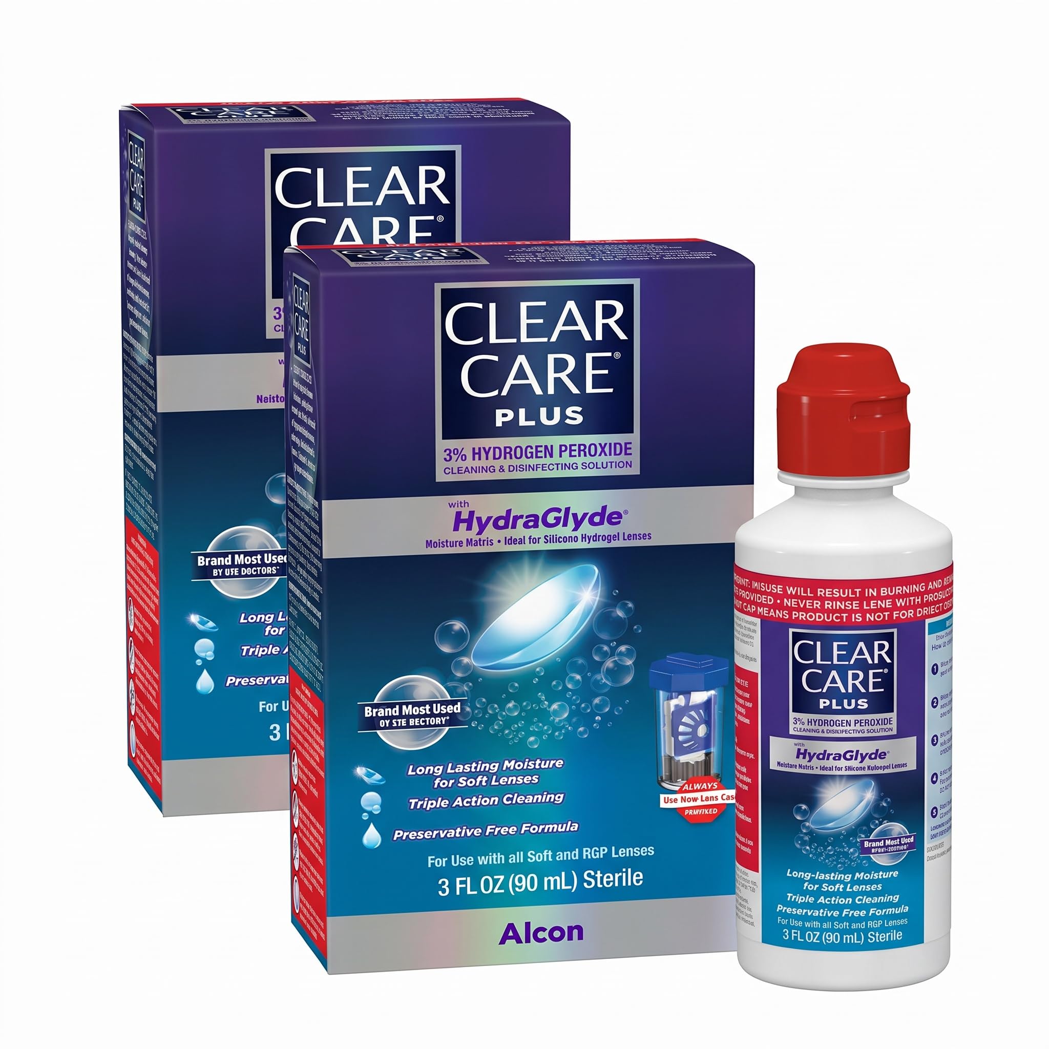 CLEAR CARE Plus Cleaning &amp; Disinfecting Contact Lens Solution, 3 Fl Oz (Pack of 2)