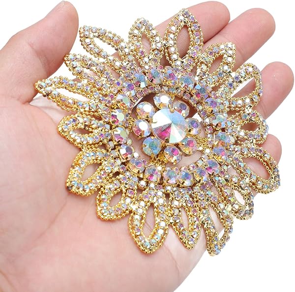 Glass Rhinestone Sunflower Round Flower Shape Decor with Circular Stereoscopic Appearance, Dazzling Brilliance for Clothing Shoe Bag Jewelry Decoration - 2