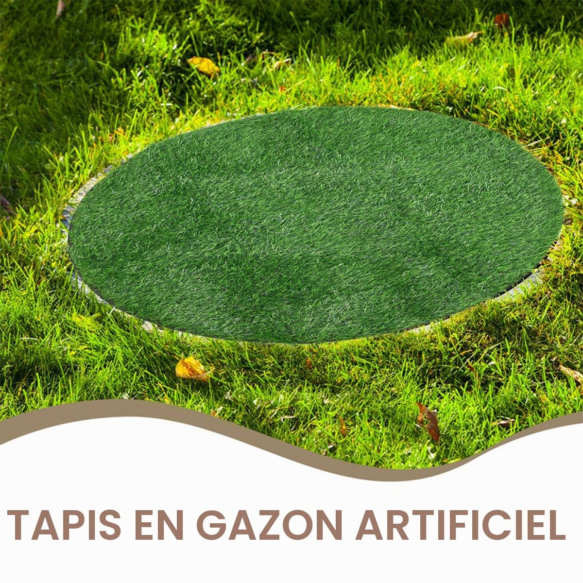 SHINEOFI Tapis de Gazon Artificiel Rond 80 CM Épaisseur 2,5 CM pour Décoration Cuisine et Table Extérieure
