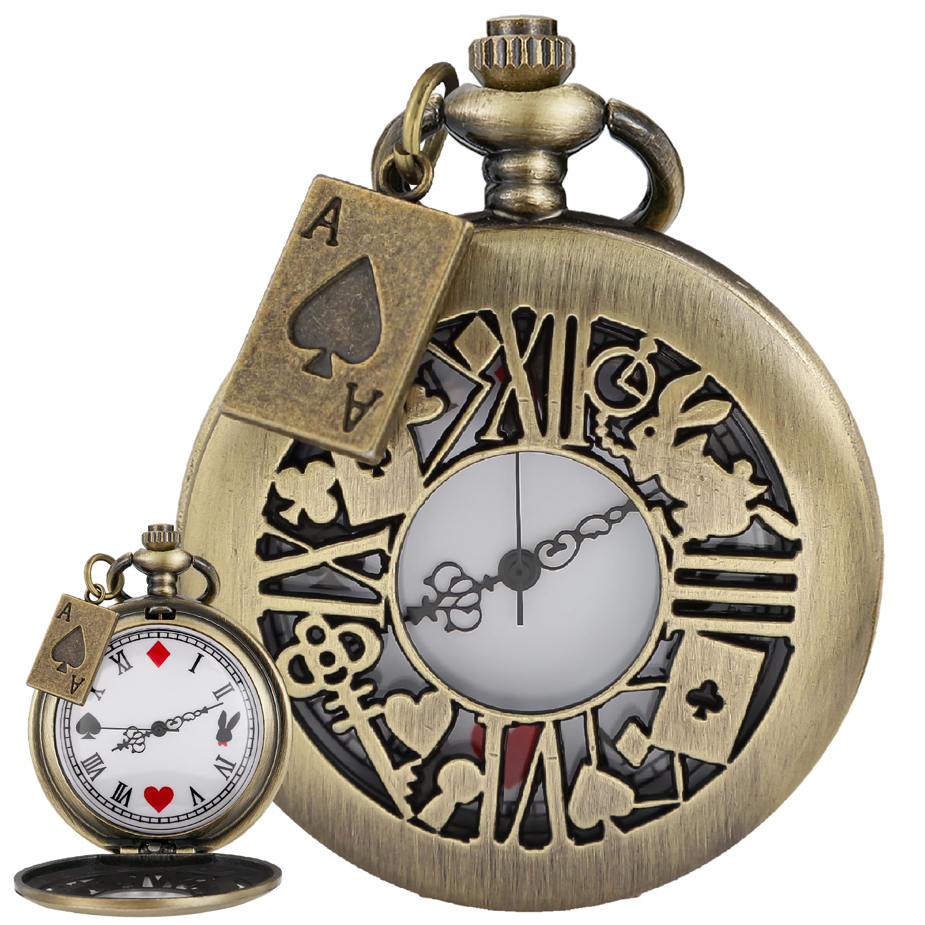Tiong Nostalgia Movie Theme Design Alloy Quartz Pocket Watch with Necklace Chain