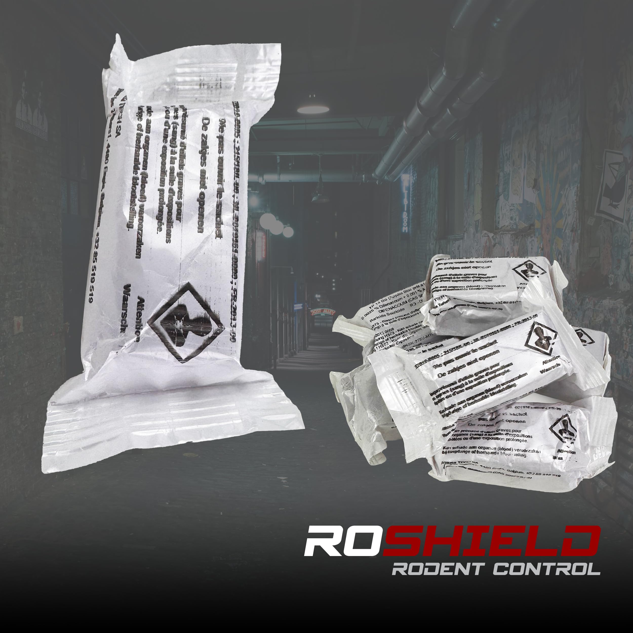 Roshield Anti Rats & Souris 600g Forte Infestation Habitation et Cuisine Efficace dès la 1ère Ingestion Idéal pour Lieux Secs & Humides (600g, 24x25g)
