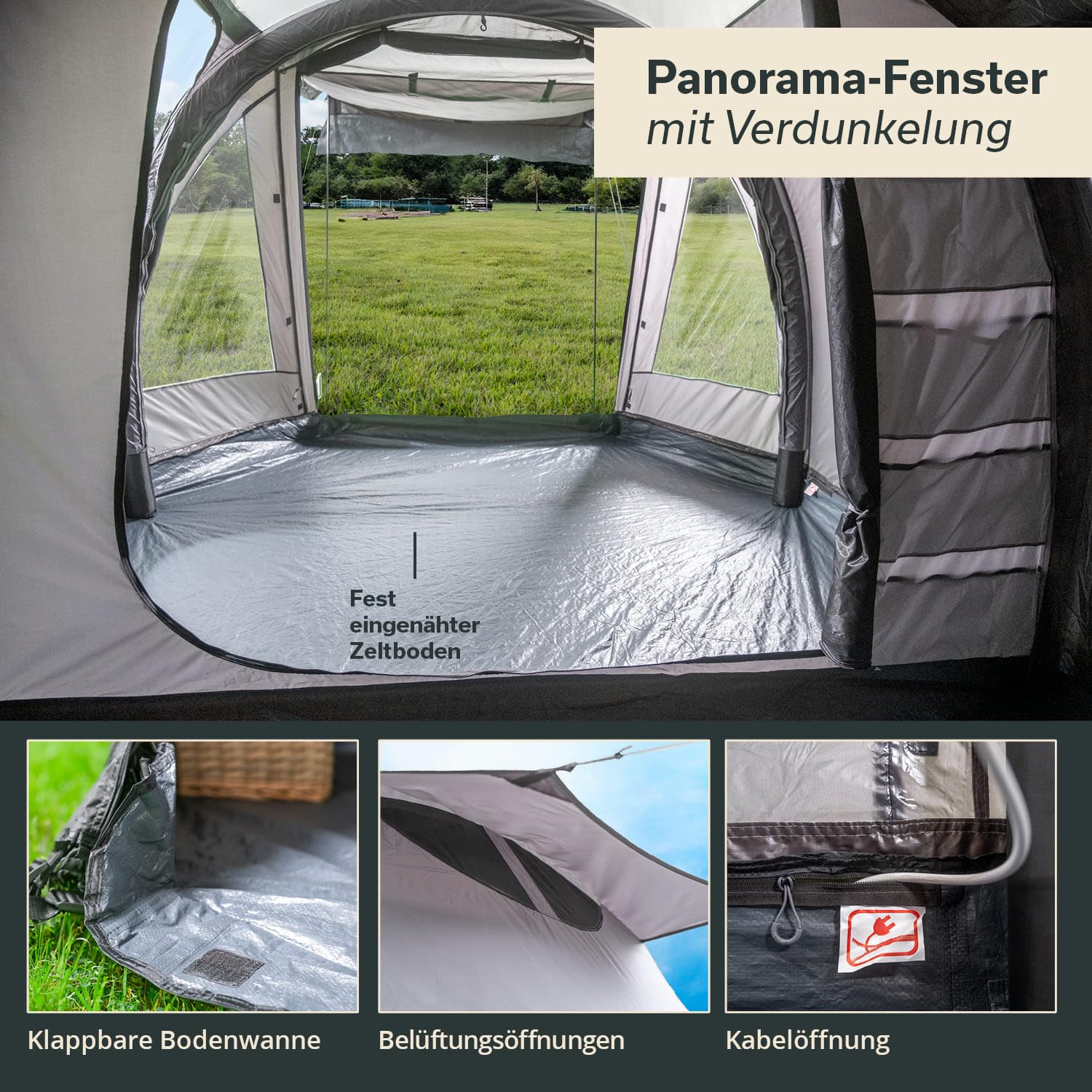 Skandika aufblasbares Zelt Folldal Air Protect | Luftzelt für 4-5 Personen, eingenähter Zeltboden, wasserdicht, 5000 mm Wassersäule, mit Pumpe, Sonnensegel | Camping Zelt, Tunnelzelt, Air Tent