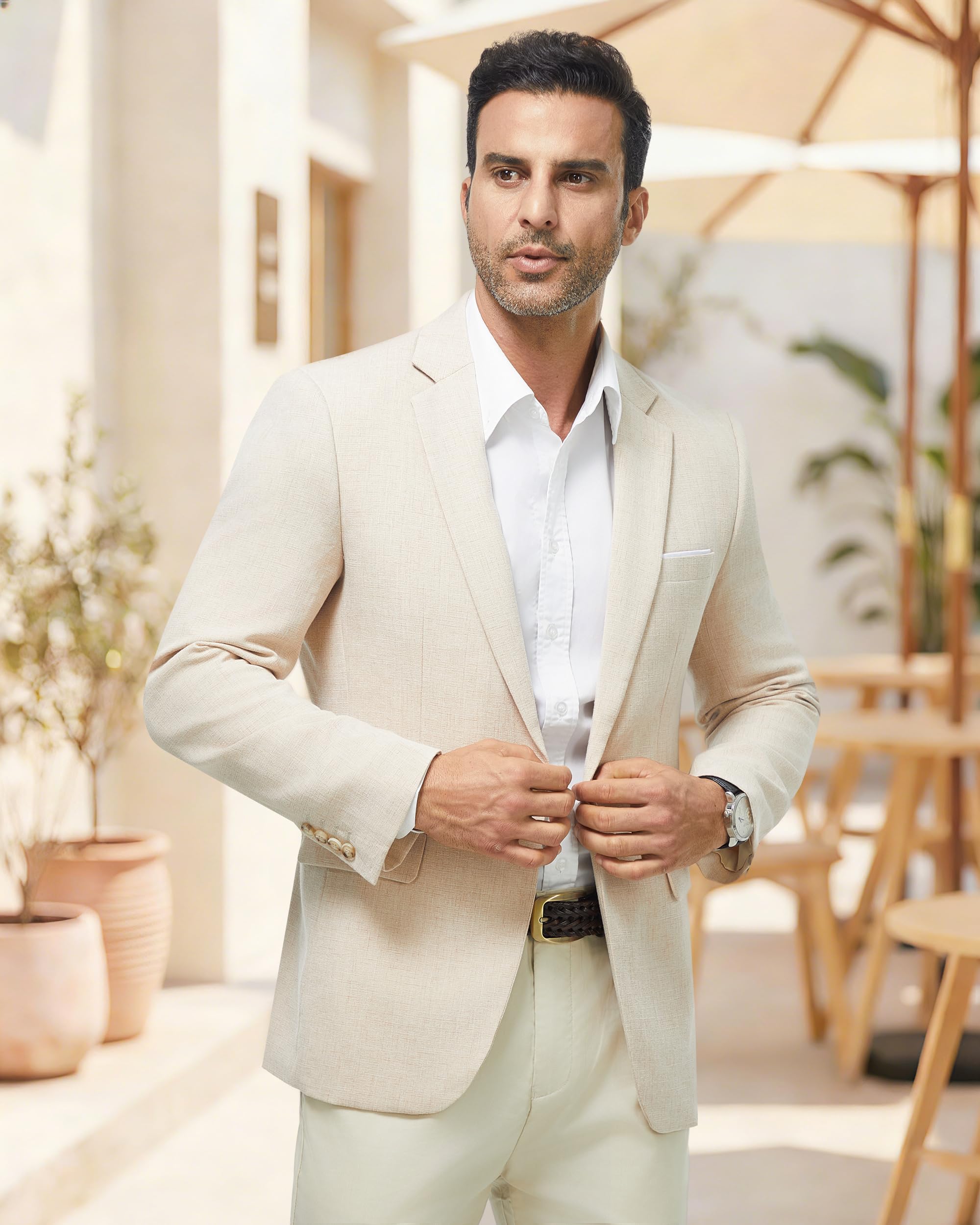 Blazer Hombre Elegante 1 Botón Regular Fit Chaqueta Traje Americana Casual Negocio Oficina Boda Evento Formal Primavera Verano Entretiempo
