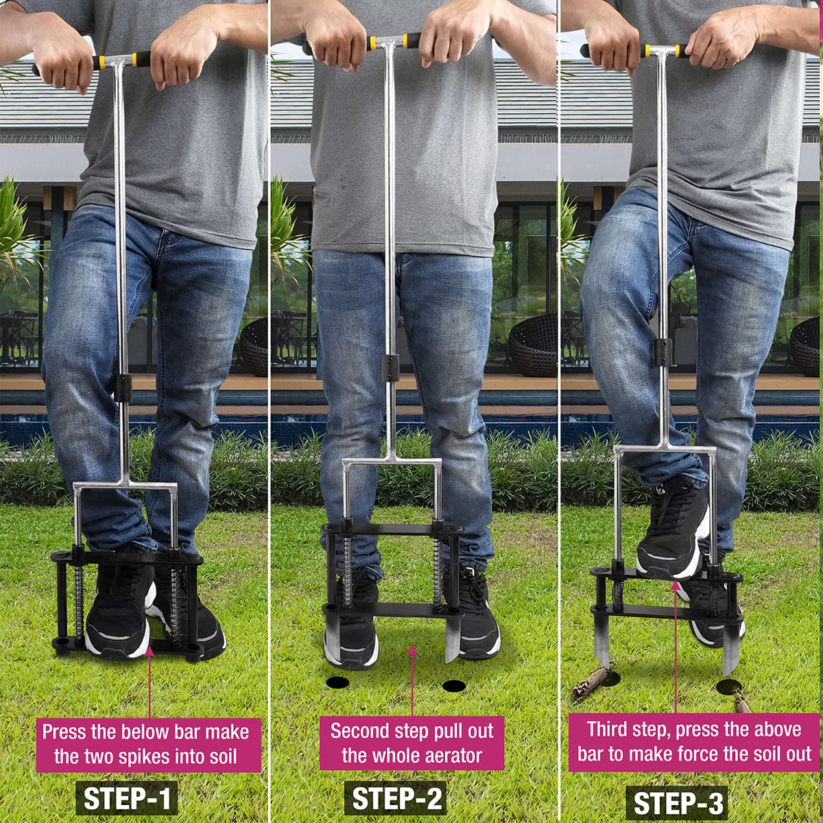 Buy THOMATT Manual Lawn Aerator, Aerator Lawn Tool with Soil Clearing