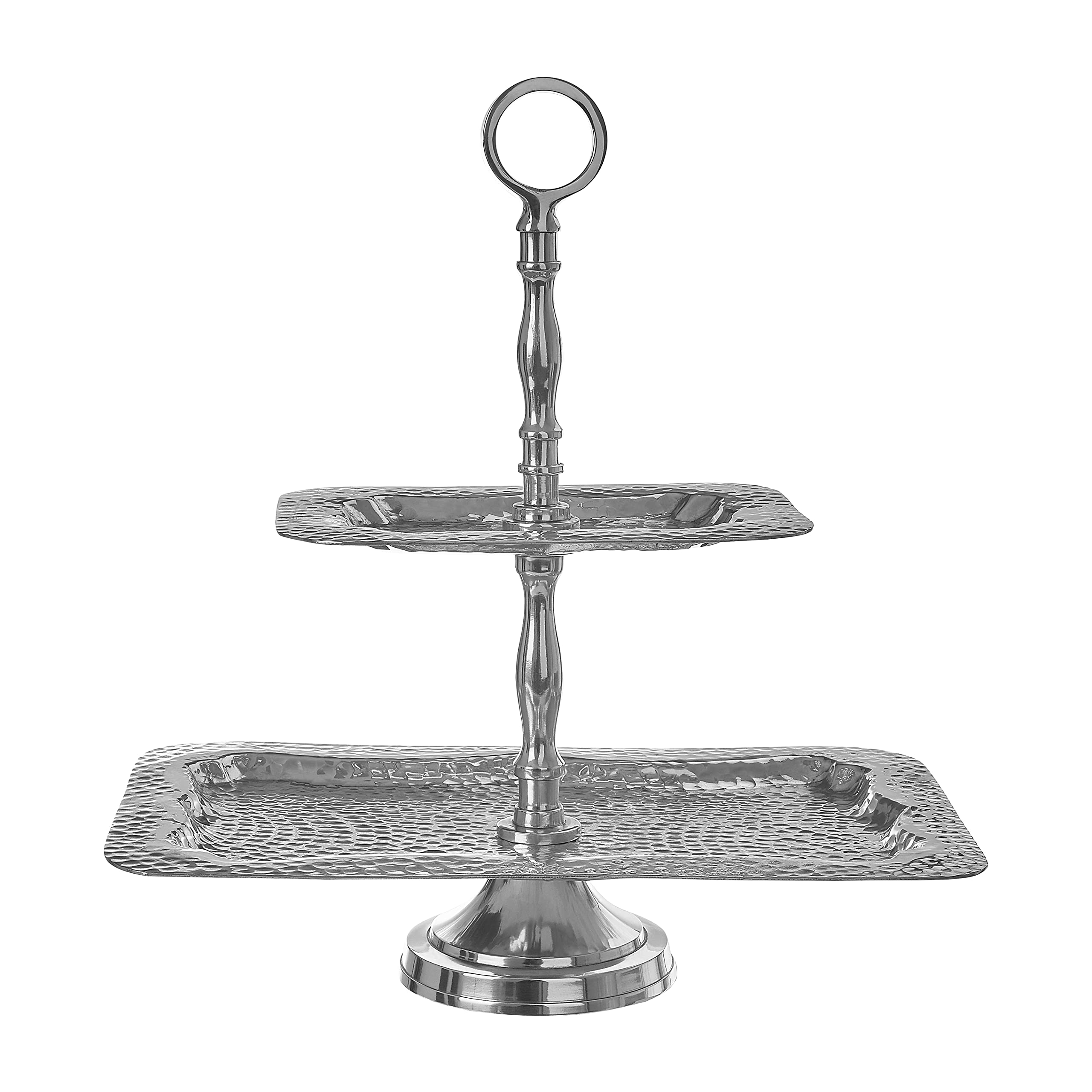 Premier Housewares 2 Tiered Cake Stand Hammered Aluminum Cake Holder For Cupcake And Desserts Decorative Cupcake Stand Perfect For Parties and Weddings 32 x 38 x 32