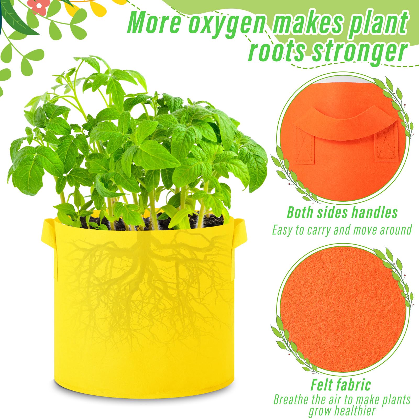Ziliny Paquete de 20 bolsas de cultivo multicolor para plantas, macetas de tela no tejida con asas, semillas de plantas de jardín, tomate, verduras, flores, bolsas de plantación para jardinería