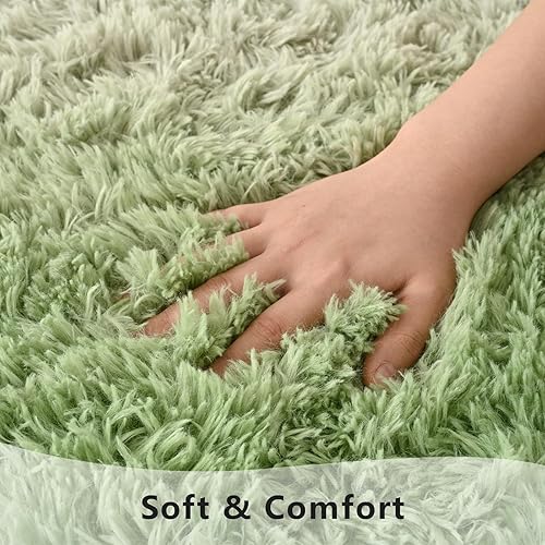 Miniatura 4 de Alfombras de área verdes y amarillas, alfombras esponjosas, alfombra de felpa extra grande de 6 x 9 pies para dormitorio, sala de estar, alfombra