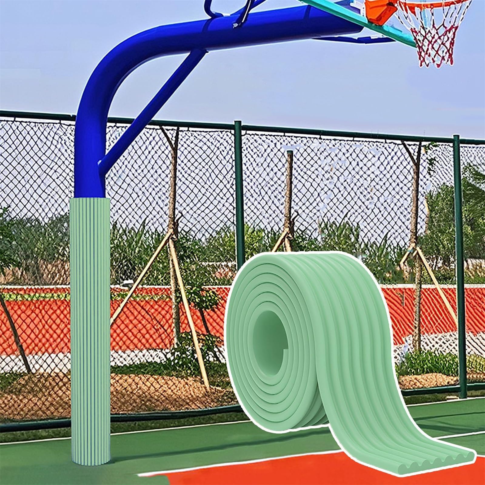 IEOWY Basketball Pole Protector Padding, Safety Post Pads for Basement, Garage, Self-Adhesive Basketball Pole Padding, Anti-collision, Waterproof,A-200cm