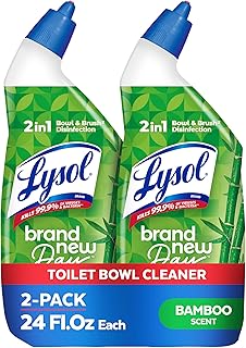 Lysol Toilet Bowl Cleaner Clinging Gel, Cleaning, Disinfecting, and Stain Removal, Bleach Free Bathroom Cleaning Supplies, Bamboo Scent, 24 fl oz. (2 Pack)
