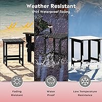 Vista 4 de Costaelm Mesas Laterales Cuadradas para Exteriores, Mesas de Patio Adirondack para Exteriores, Mesa Lateral de Patio de HDPE Resistente a