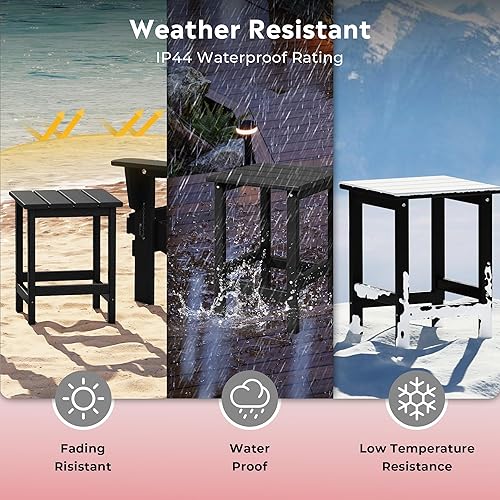 Miniatura 4 de Costaelm Mesas Laterales Cuadradas para Exteriores, Mesas de Patio Adirondack para Exteriores, Mesa Lateral de Patio de HDPE Resistente a