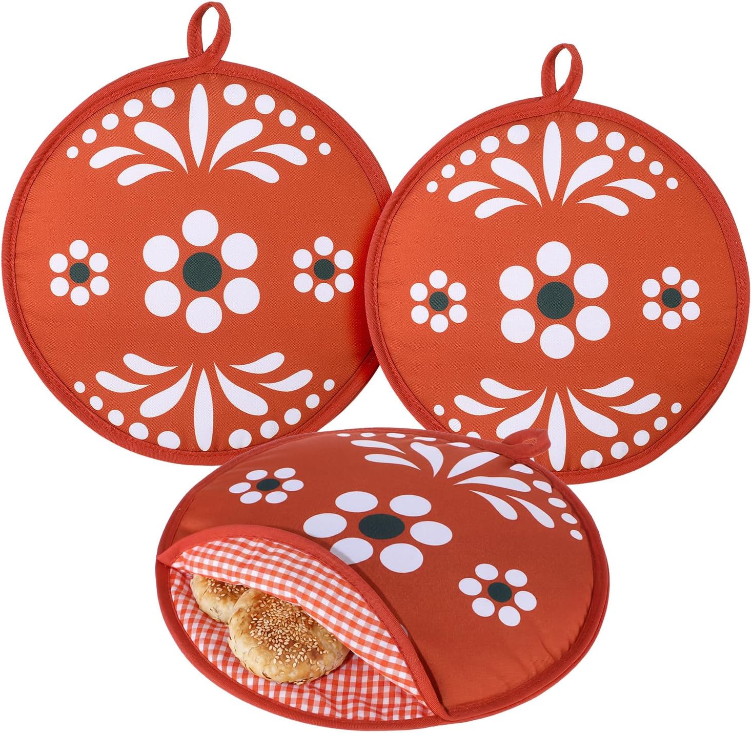 2 Pcs 12 Inch and 10 Inch Tortilla Warmer Pouch Talavera Mexican Pottery Pattern Insulated Tortilla Holder Microwaveable Cloth Pouch for Tacos Pizza Rolls Corn Flour Pizza Bread