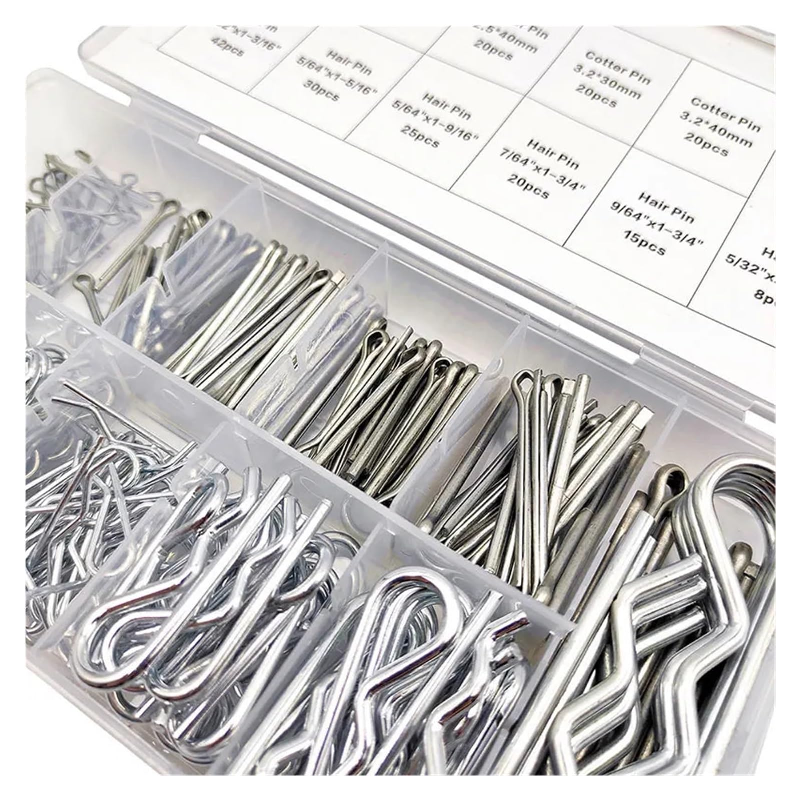 Splint R Clips Feder Halte Haarnadeln Sortiment Kit Verzinkter Stahl 6 Größen 110 Stück Splinte 6 Größe 140 Stück for Auto