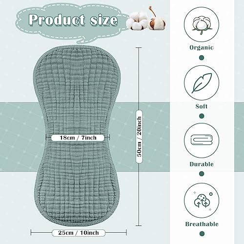 Miniatura 2 de Frienda - Toallitas de muselina para bebé, 8 unidades, de 10 x 20 pulgadas; toallitas de muselina de algodón, multicolor; con 4 capas absorbentes;