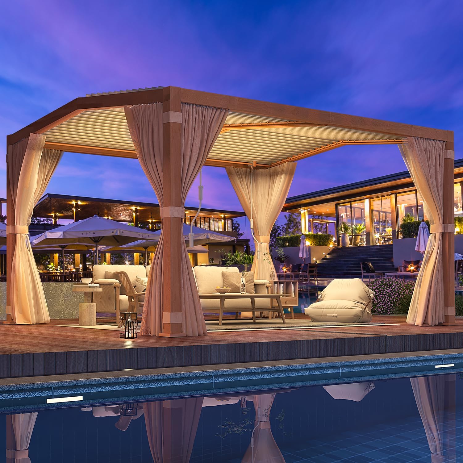 YOLENY Louvered Pergola 11x13ft, All Aluminum Pergola with Adjustable Rainproof Pitched Roof