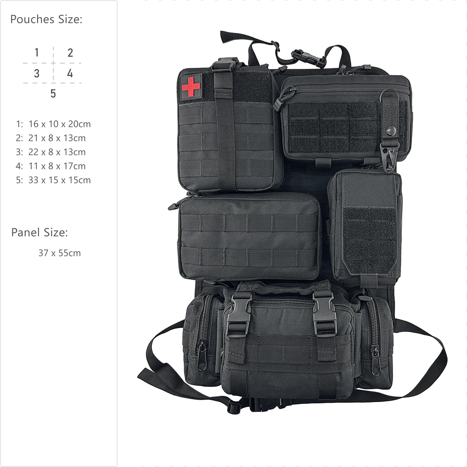 FUJIAN Molle Auto Taktische Autositz Organizer, Auto Molle System Tactical Car Seat Organizer for Truck, SUV, Sedan